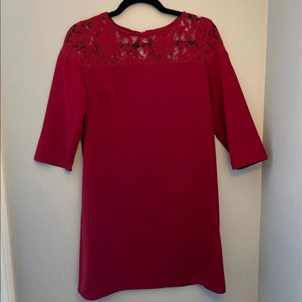 Maroon Dress with Lace Detail